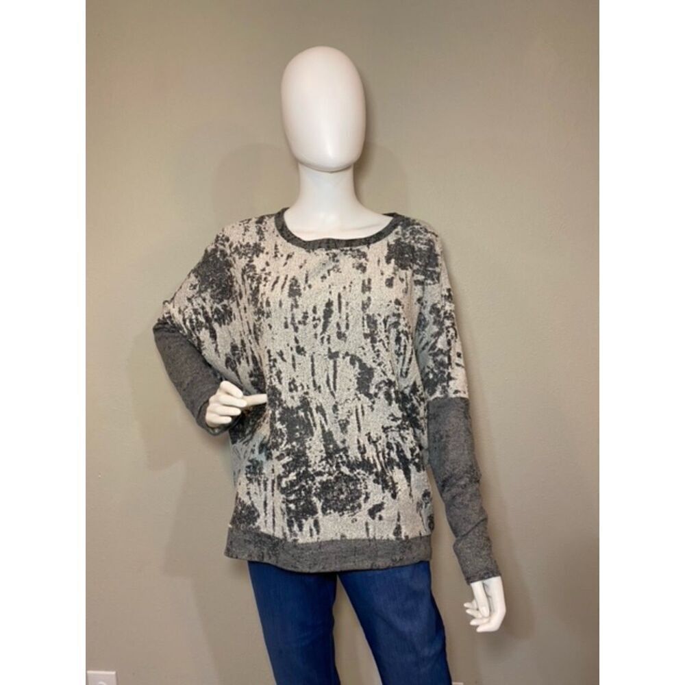 Chaser Women's Burnout Top w/ Back Cutout  Gray French Terry NWT Sz Small